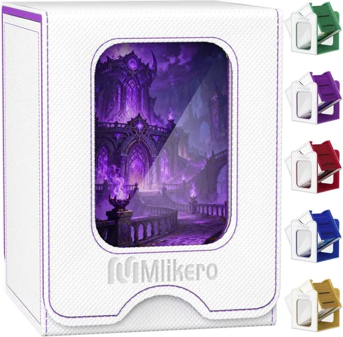 Vista 16 de Mlikero Paquete de 2 cajas de cartas Commander con capacidad para más de 200 tarjetas de una sola funda con 2 divisores, caja magnética de cuero