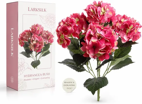 Vista 11 de Larksilk Arbusto artificial beige de la hortensia, flores al aire libre