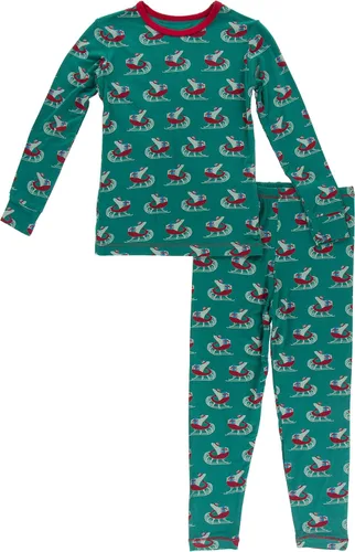 Vista 133 de KicKee Pants Conjunto de pijama de manga larga con estampado de piezas