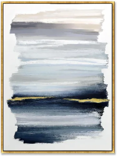 Vista 12 de Sofoney - Lienzo abstracto enmarcado en oro negro y dorado, impresiones artísticas 3D texturizadas con pinceladas negras con lámina dorada