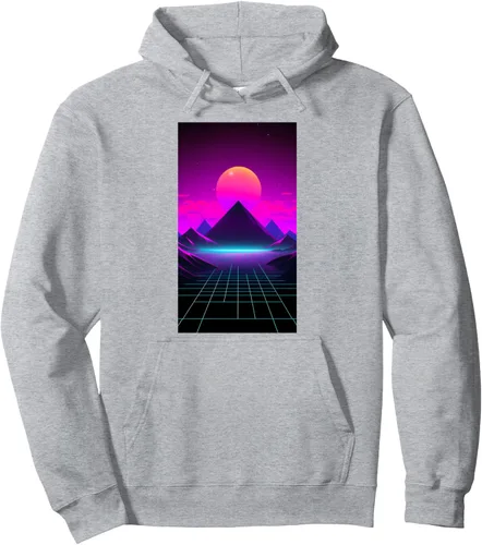 Vista 3 de 80s Retrowave Vaporwave Synthwave Pullover Hoodie Negro