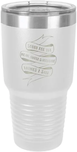 Vista 17 de Sorry for the Mean Awful and Accurate Things I SAID - Vaso negro de 30 onzas con popote y tapa superior deslizante Taza de viaje de acero