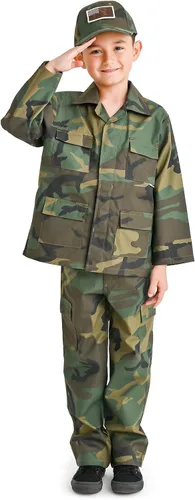 Vista 4 de Trendy Apparel Shop Vestido de batalla para niños, uniforme con estampado de camuflaje