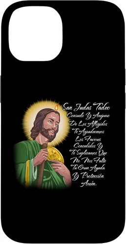 Vista 4 de Funda para iPhone 15 San Judas Tadeo Consuelo Y Amparo de Los Afligidos