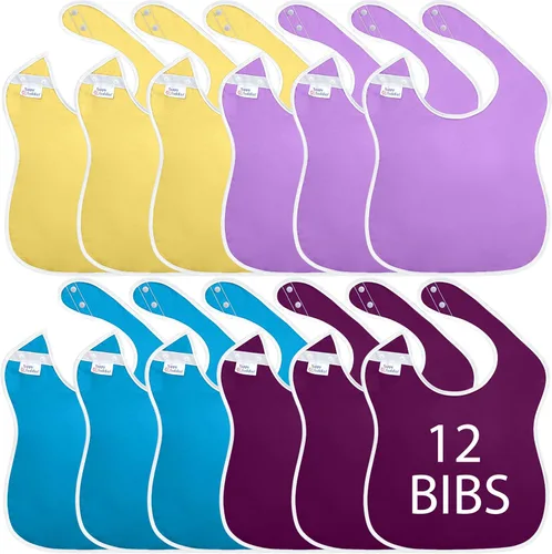 Vista 15 de Baberos grandes impermeables Colección Pastel - 4pk, 12pk, 48pk