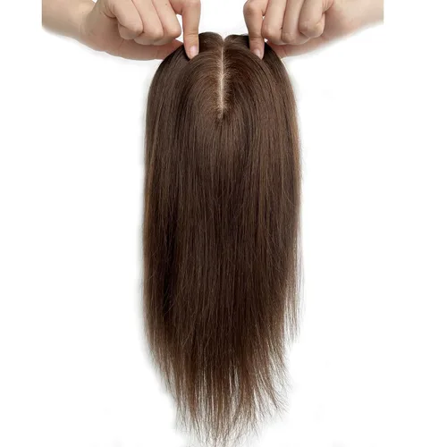 Vista 2 de MorningWigs Cubrecabello humano real para mujer, piezas de cabello de 4.7 x 5.1 in, base de seda completa con 3-4 clips para adelgazar el cabello