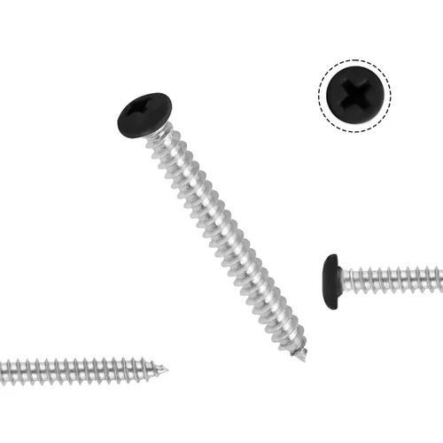 Vista 8 de Venforze Tornillos de madera de cabeza negra, cabeza plana Phillips de acero inoxidable 6 x 1-1/2, 100 unidades, tornillo de acero inoxidable 304