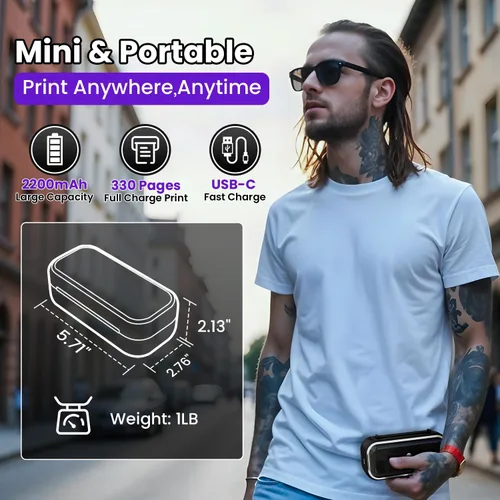 Vista 7 de Phomemo TP31 - Impresora de plantillas de tatuajes, mini fabricante de tatuajes temporales con 30 piezas de papel de transferencia, máquinas