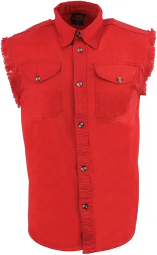 Vista 6 de Milwaukee Leather DM4007 Camisa de mezclilla sin mangas ligera roja para hombre - 3XL