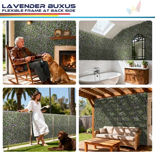 Vista 2 de Windscreen4less 1 panel artificial de boj de 20 x 20 pulgadas, decoración de pared verde hierba sintética para decoración de interiores