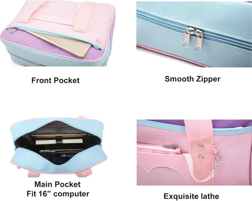 Vista 4 de Henmifyer Heart Messenger Ita Crossbody Bag Kawaii - Bolso bandolera japonés para viajes casuales, correas ajustables (negro, sin correa), Negro