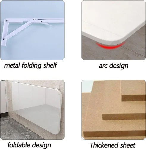 Vista 3 de Mesa plegable para montar en la pared, mesa plegable para montar en la pared, mesa plegable para espacios pequeños, mesa de montaje en pared