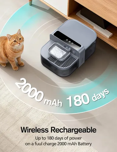 Vista 3 de Chumajor Fuente de agua inalámbrica para gatos sin filtros, batería de 180 días y control de flujo de precisión, dispensador de agua inteligente