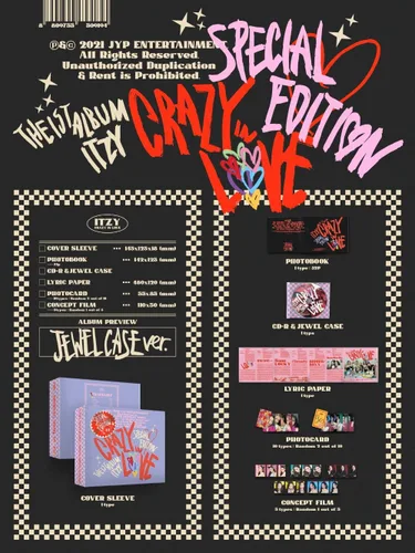 Vista 2 de JYP Ent. ITZY - CRAZY IN LOVE Edición Especial (JEWELCASE ver.) Álbum+Juego de tarjetas de fotos extra