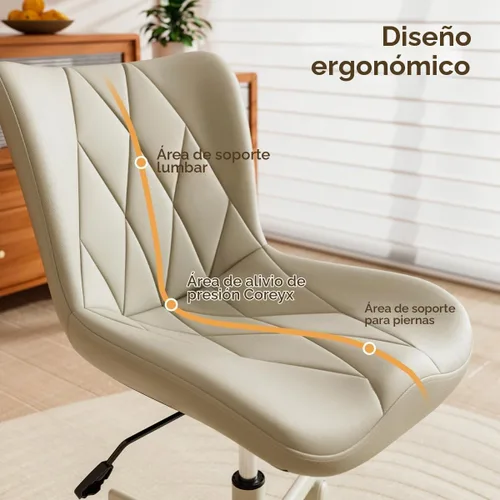 Vista 6 de Silla de Escritorio sin Brazos, Silla de Oficina Moderna para el Hogar sin Brazos, Silla de Computadora con Altura Ajustable y Balanceo, Silla
