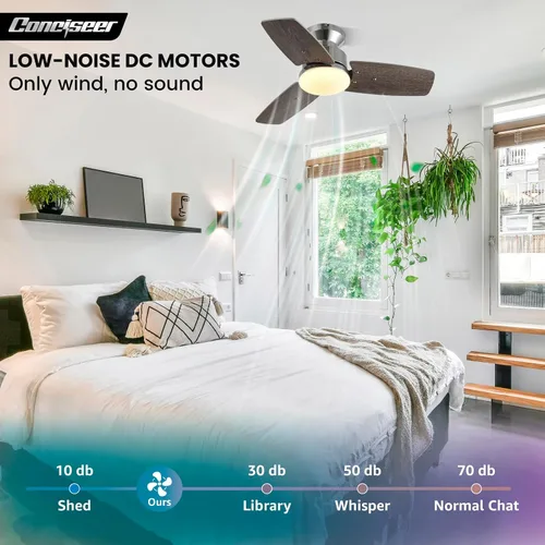 Vista 2 de Conciseer - Ventiladores de techo de 30 pulgadas con luces y control remoto, para dormitorio, sala de estar, oficina, montaje empotrado, 3CCT