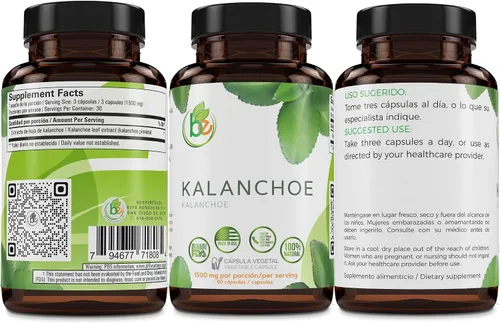 Vista 8 de Kalanchoe Pinnata Forte (Leaf of Life) 90 cápsulas (1500 mg por porción) Bryophyllum Pinnatum - 100% natural, vegano, sin OMG, suplemento dietético