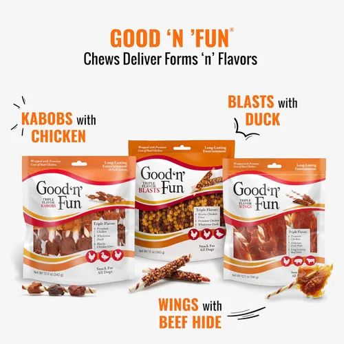 Vista 8 de Good 'n' Fun Masticables de Costillas de Triple Sabor para Todos los Perros, 12 Onzas, Consiente a tu Perro con Masticables de Larga Duración Hechos