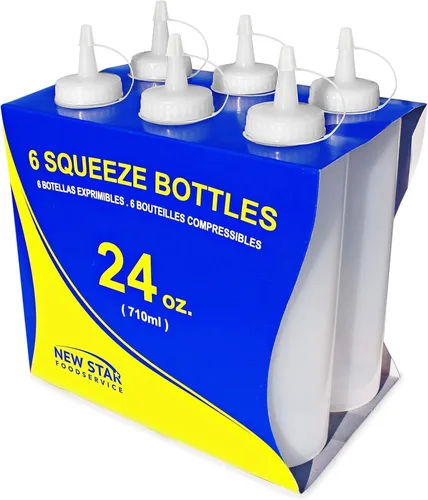 Vista 11 de New Star Foodservice 26283 - Botellas exprimibles de plástico, 8 onzas, rojas, paquete de 6