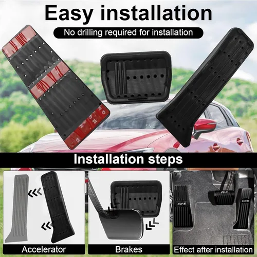 Vista 7 de BOYUER Juego de 3 almohadillas antideslizantes para pedal de acelerador de gas de freno de aluminio sin perforaciones para Mazda CX-5 2013-2025 Negro