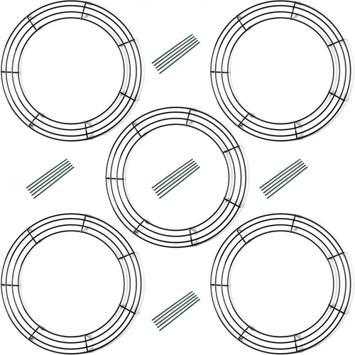 Vista 16 de Paquete de 10 marcos de corona de alambre de 8 pulgadas, forma de corona redonda de metal con diseño de anillo para manualidades, proyectos florales