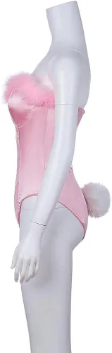Vista 4 de Disfraz sexy de conejo de Elle Woods para mujer disfraz de conejo rosa disfraz de Halloween