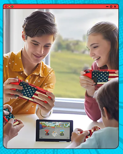 Vista 6 de Gurgitat 4in1 Cool American Flag USA for Nintendo Switch Case Protector, Switch Game Cases Cartridge Storage Boys Men 24 Game Card Holder