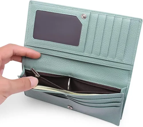 Vista 3 de GOIACII Carteras para mujer bloqueo RFID ultradelgadas cuero real tarjetero de crédito
