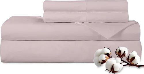 Vista 16 de ROYALE LINENS Juego de sábanas de 300 hilos 100% algodón peinado de fibras largas, 4 piezas, 1 sábana bajera, 1 encimera y 2 fundas de almohada