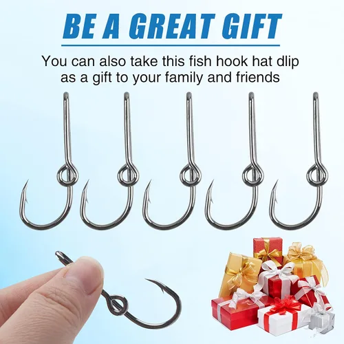 Vista 5 de Fishing Hook Hat Pins & Clips - 12PCS Gold/Black Fish Hook Hat Tie Clips for Outdoor