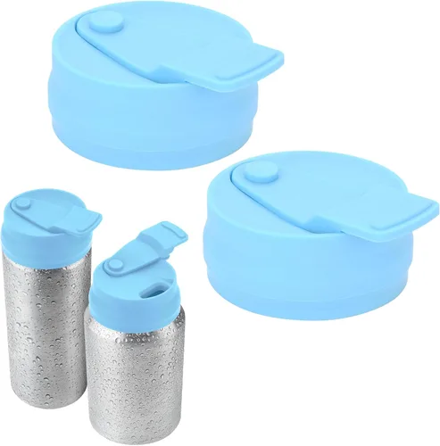 Vista 13 de Cosmos 2 tapas de silicona para latas de refrescos, protector reutilizable antiderrames para latas de refrescos, cerveza, jugo, se adapta a latas