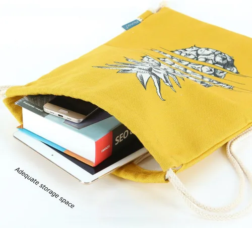 Vista 2 de Miomao Mochila con cordón estilo piña, bolsa de lona para deportes de playa