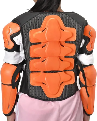 Vista 3 de Chaleco de armadura de motocicleta para niños, equipo de protección para bicicleta de cross, protector de columna vertebral para jóvenes, coderas