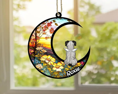 Vista 822 de LOVELYPOD Adorno de Navidad personalizado para perro Basset Hound (marrón) Basset Hound (marrón) adorno para atrapasoles de perro, razas de perros