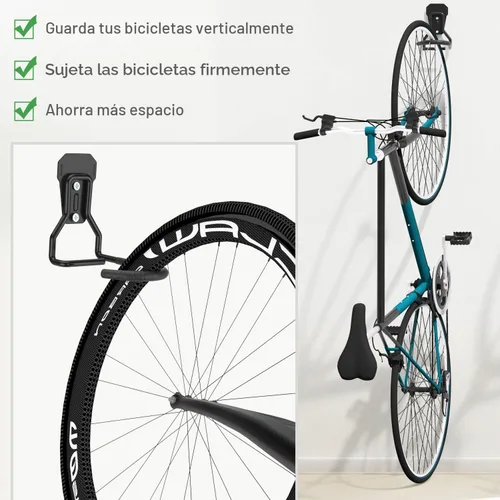 Vista 3 de Housolution Soporte de pared para bicicleta con gancho fijo, [paquete de 2] Estante de almacenamiento para bicicletas Soporte vertical para garaje