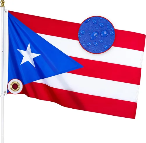 Vista 8 de DANF Bandera de Puerto Rico 3x5 Pies Poliéster Banderas Nacionales Puertorriqueñas Poliéster con Ojales de Latón 3 X 5 Pies