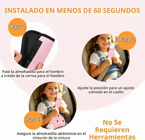 Vista 5 de Funda para Cojín de Cinturón de Seguridad para Niños, Lindas Fundas de Cinturón de Seguridad para Niños con Animales & Cojín Triangular para Niñas