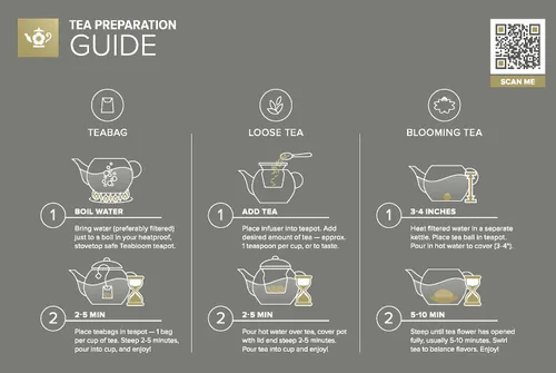 Vista 5 de Tetera de vidrio Teabloom segura para estufa y microondas con infusor de té de vidrio extraíble – Incluye 2 tés florecientes – Hervidor de té