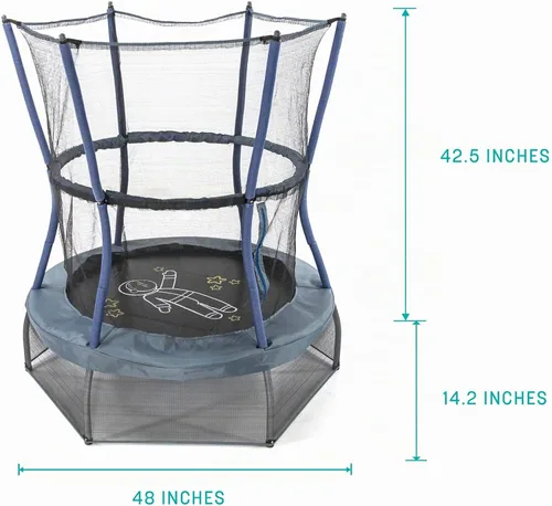 Vista 5 de Skywalker Trampolines Mini trampolín con red de recinto Azul oscuro/gris con astronauta