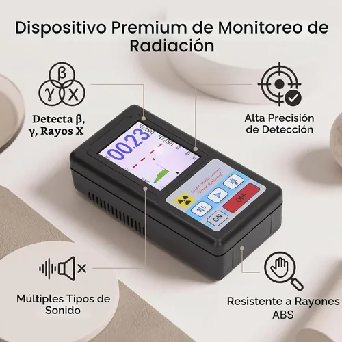Vista 11 de Geiger profesional detector de radiación nuclear portátil beta gamma dosímetro de rayos X con pantalla LCD ±10% recargable para inspección