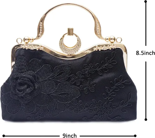Vista 4 de Gionforsy Bolso tipo flapper de los años 20 bolsa de mano de noche para boda cóctel baile fiesta rugiente bolsa de cuentas Gastby de los años 20