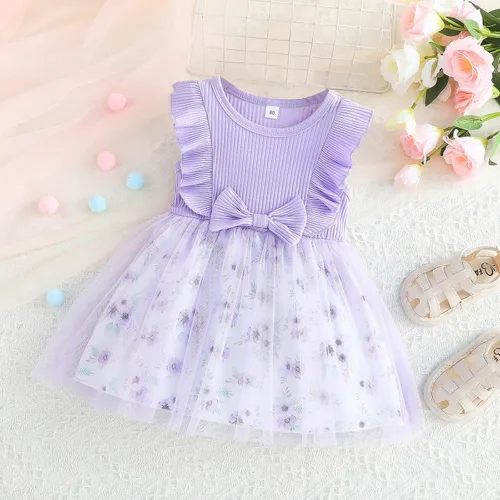 Vista 2 de Toddler Baby Girl Summer Outfit Seaside Skirt Sundress Summer Floral Dress Tulle Dress