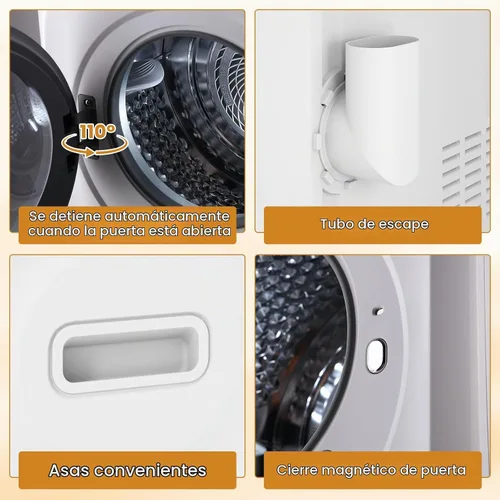Vista 5 de Auertech - Secadora portátil de 1.5 pies cúbicos para lavandería, secadora compacta de ropa con tambor de acero inoxidable, secadora eléctrica