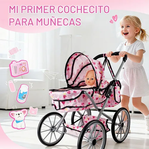 Vista 2 de SMILESSKIDDO - Juego de juguete de cochecito de muñeca bebé - Muñecas blandas de 12 pulgadas con accesorios, silla de comedor, ropa para muñecas