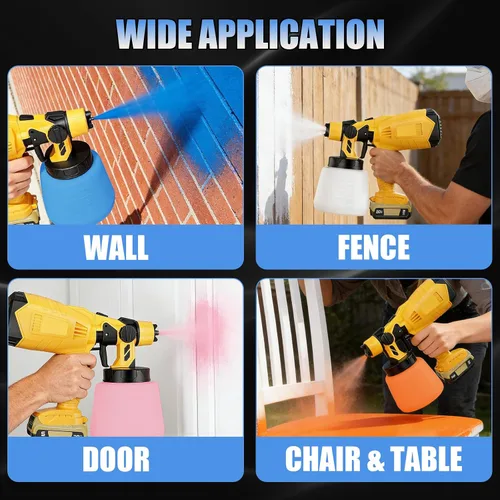 Vista 7 de Pulverizador de pintura inalámbrico para batería Dewalt de 20 V MAX, pistola de pintura de alto flujo de 33.8 fl oz con 3 boquillas de cobre y 3