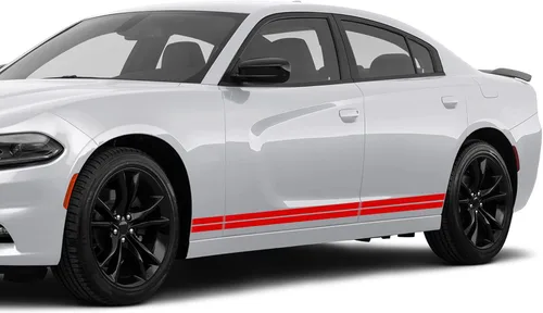 Vista 6 de Calcomanías de vinilo con rayas laterales compatibles con Dodge Charger (negro)