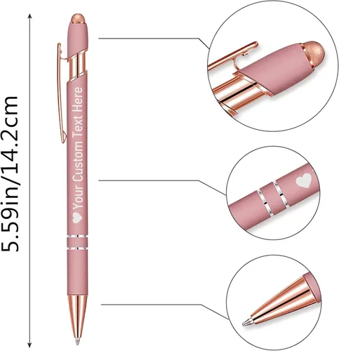 Vista 2 de STREADVE Bolígrafos personalizados personalizados con nombre grabado, logotipo, texto, bolígrafos de escritura suave, regalo personalizado para Negro
