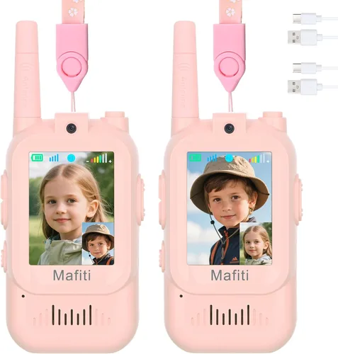 Vista 10 de Mafiti Juguetes para niños y niñas de 3, 4, 5, 6, 7, 8 años, mini video walkie talkies para niños, paquete de 2 unidades, recargable, rango de 1000