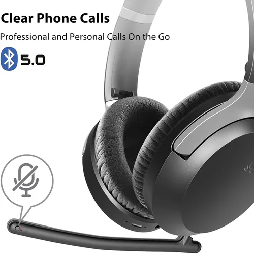 Vista 4 de Avantree Aria Pro aptX-HD Bluetooth 5.0 - Auriculares con cancelación activa de ruido con micrófono para música y llamadas, opción de SSD