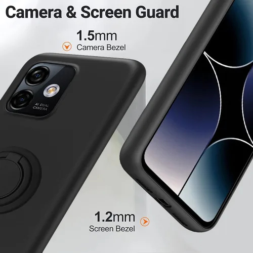 Vista 2 de Para Ulefone Note 16 Pro Funda De Teléfono Con Protector De Pantalla De Vidrio, Soporte De Anillo Giratorio De 360 ° Soporte Magnético De Silicona